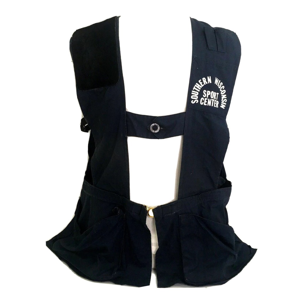 Vtg Bob Allen Gun Club Shooting Vest Mens Large Blue Wisconsin Sport Center‎
